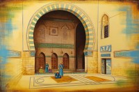 S. A. Noory, Sultan Hassan Mosque -Cairo, 24 x 36 Inch, Acrylic on Canvas, Figurative Painting, AC-SAN-172